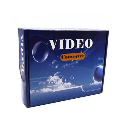 Blue digital audio decoder box featuring bubbles and arrows for dolby pro logic aux coaxial conversion