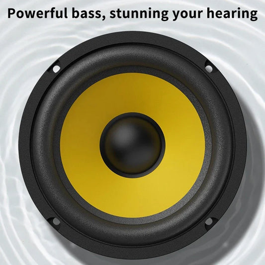 Vibrant yellow and black 5 to 10 inch car bass speaker cone with sleek circular design for home audio and multiple size options