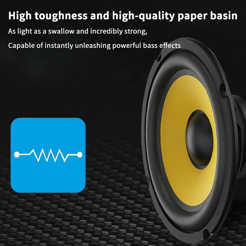Yellow and black 5/6/8/10 inch car bass speaker with high-toughness paper basin for home audio multiple size options