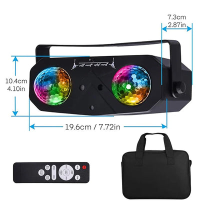 Black rectangular 5-in-1 disco lights led dj light with kaleidoscope ball red colorful faceted disco balls and tripod stand