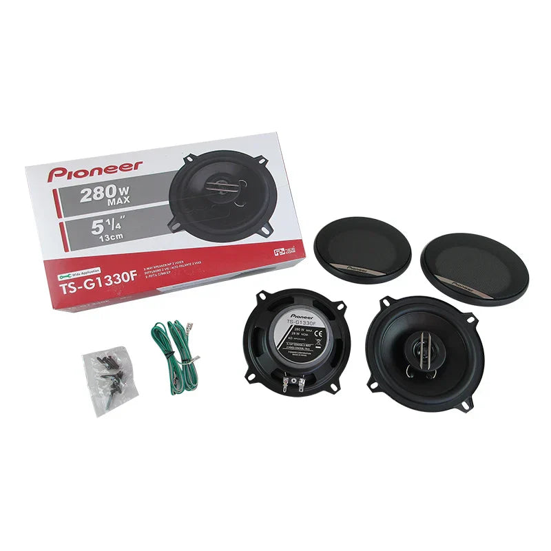 Black pioneer ts-g1330f 5.25-inch general motors coaxial car speaker with silver cone center frequency high fidelity fidelity speaker lossless installation