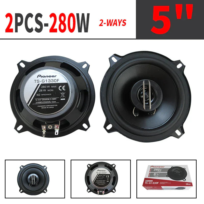 Black pioneer ts-g1330f 5-inch general motors coaxial car speaker with silver center cone and frequency high fidelity sound
