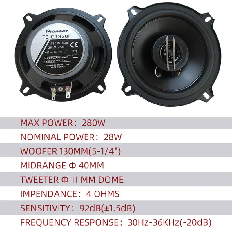 Black pioneer ts-g130f 5.25-inch woofer general motors coaxial frequency high fidelity speaker lossless installation