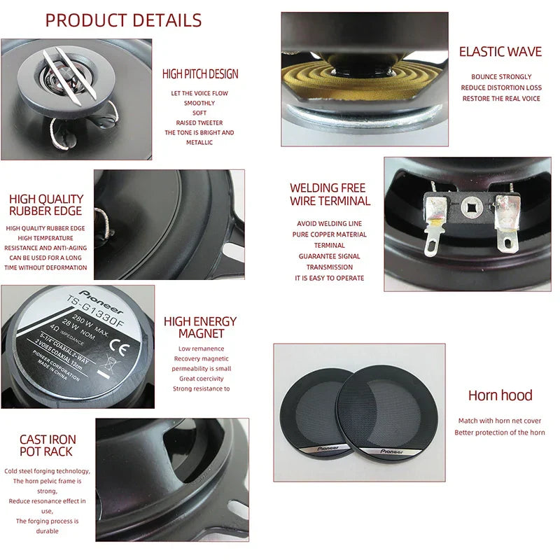Pioneer ts-g130f general motors coaxial 5-inch frequency high fidelity speaker with copper wire terminal and black pot rack