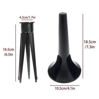 Black plastic foldable trumpet stand with tripod base adjustable height portable placement rack trumpet black bracket
