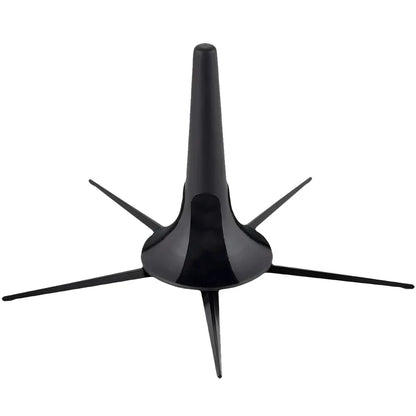 Black plastic trombone mute stand with four angled legs for stable support foldable trumpet stand portable placement rack