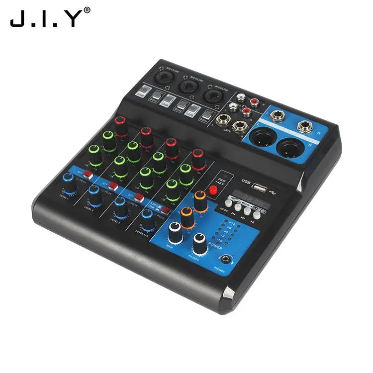 Black and blue j.i.y 5-way computer recording free drive sound card mixing console mixer audio pro audio equipment
