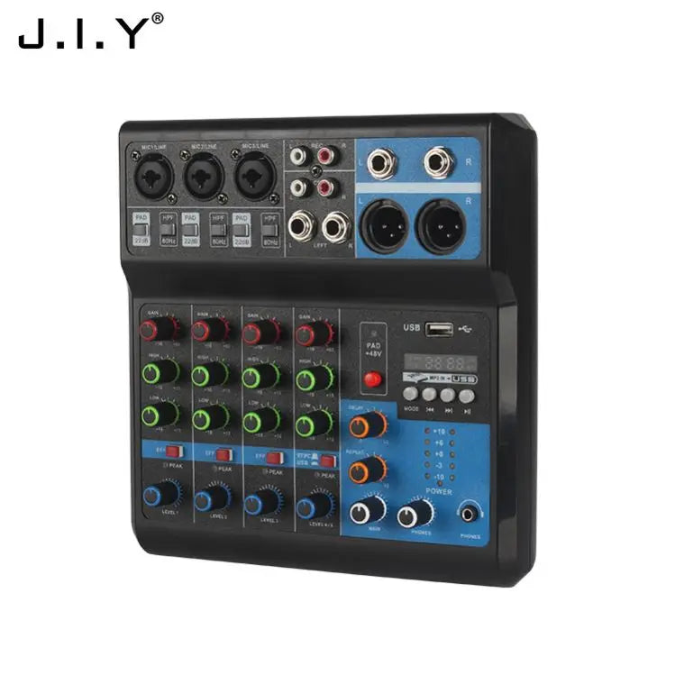 Black and blue j.i.y 5 way computer recording free drive sound card mixing console mixer audio pro audio equipment