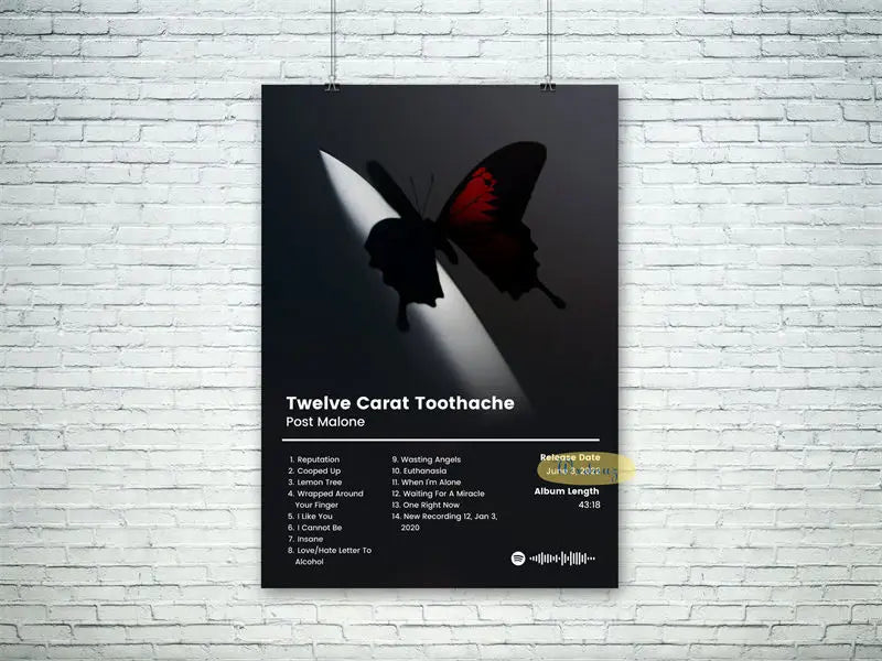 Black album music poster album featuring a red and black butterfly silhouette for 50 Cent American hit hip hop rapper decor