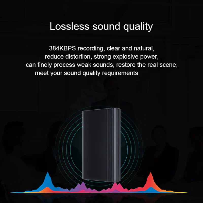 Black rectangular external hard drive with sleek metallic finish and vertical ridges for small digital audio recording device magnet small digital voice activated recorder