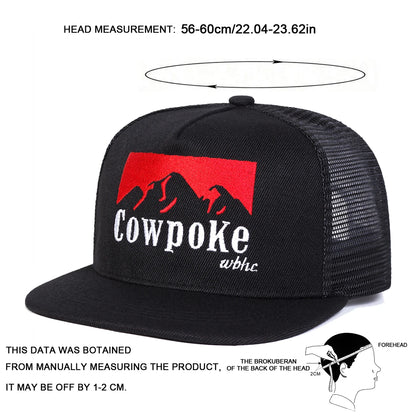 Unisex COWPOKE Letter Embroidery Hip-hop Net Hats Spring Summer Outdoor Adjustable Casual Baseball Caps Sunscreen Hat