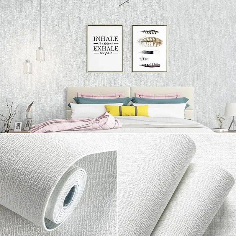 Textured light gray 50cm self-adhesive foam wall panel with 3D linen PVC texture for living room decor