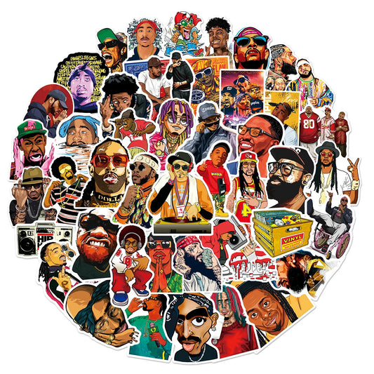A vibrant collection of colorful cool dj rap stickers for diy scrapbooking phone skateboard waterproof decals