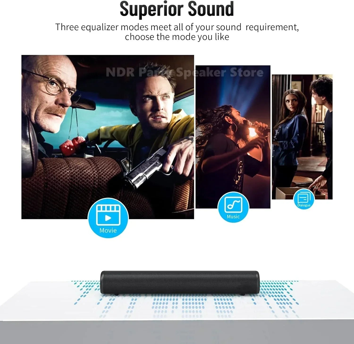 Black 50w soundbar with sleek minimalist design for home theater surround with hdmi bluetooth optical aux connections