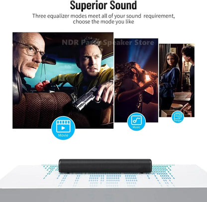 Black 50w soundbar with sleek minimalist design for home theater surround with hdmi bluetooth optical aux connections