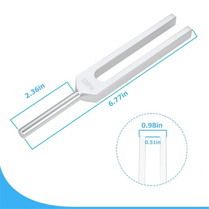 Silver 528 hz tuning fork made of aluminum alloy with sleek polished finish for musical instrument meditation and relaxation