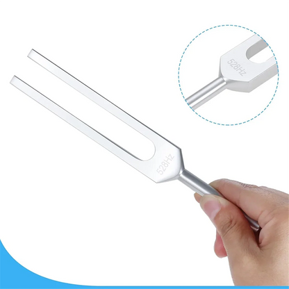 Silver aluminum alloy tuning fork engraved 528hz for musical instrument meditation and relaxation use