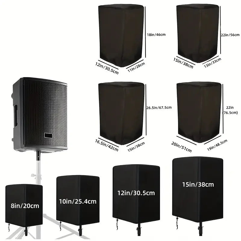 1pcs Durable All-Weather Speaker Cover - Waterproof, Dustproof & Sun-Resistant Polyester for Indoor/Outdoor Use, Black