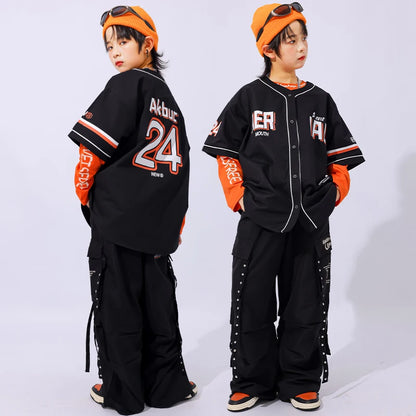 Child Hiphop Rapper Clothes Outfit Hip-hop Dance Street Wear Korean Boy y2k Streetwear Set Kids Hip Hop Performance Costume Suit