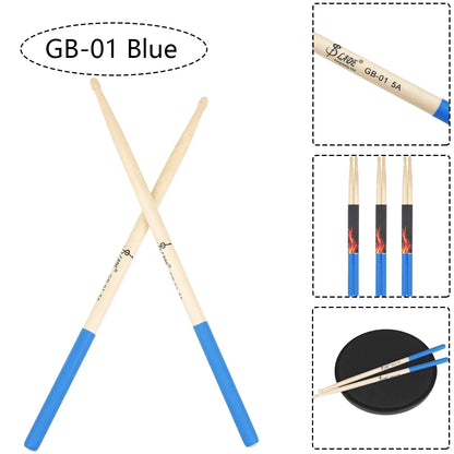 Blue-tipped 5a maple drumsticks gb-01 by cade with flame design for professional percussion musical use multicolor drum mallets