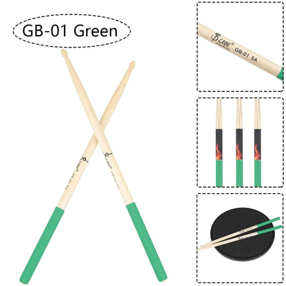 Green-tipped 5a maple drumsticks with flame design grip gb-01 multicolor drum mallets professional percussion musical parts