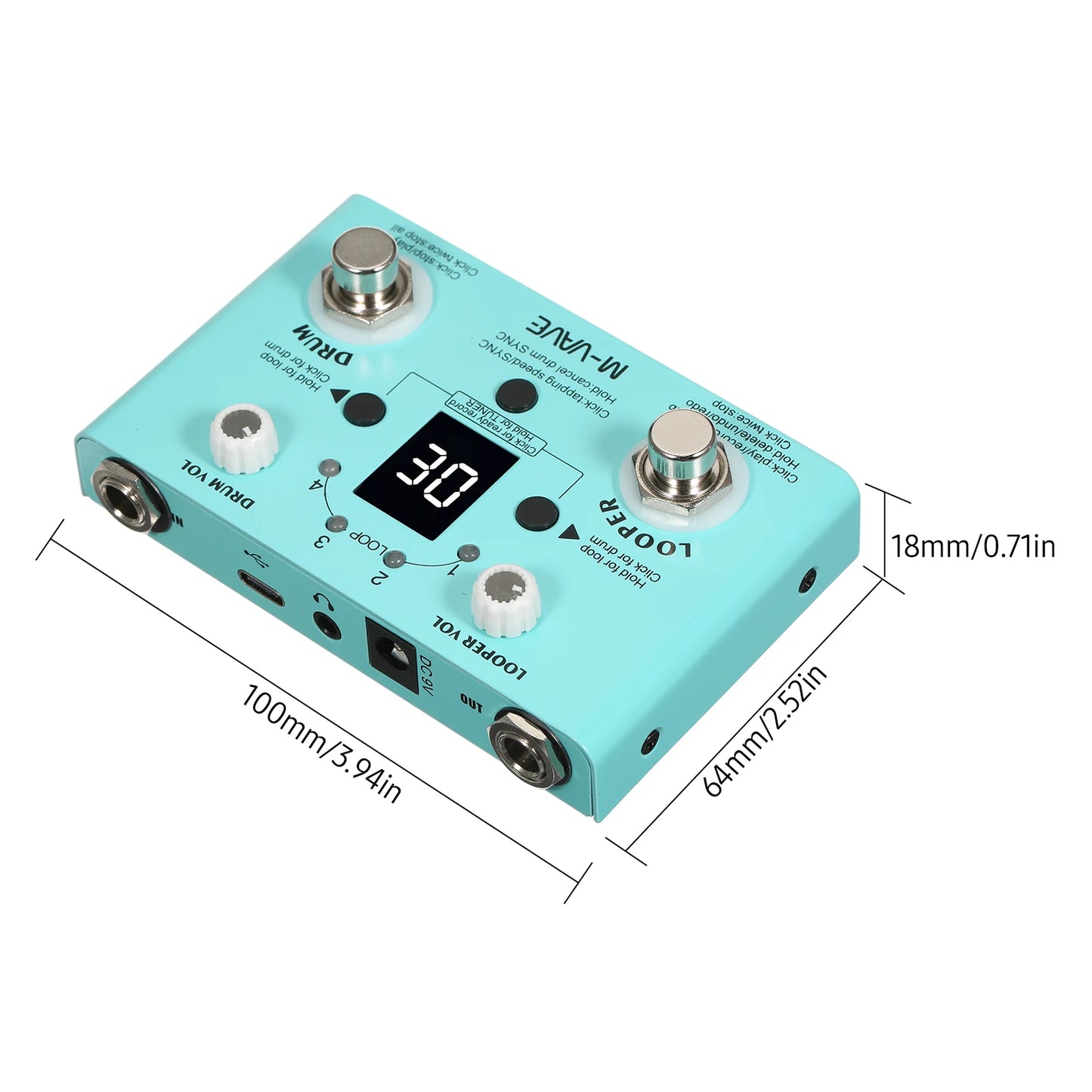 Double Footswitch Looper Pedal Looper M-VAVE LOST TEMPO Effect Pedal Drum & Looper Effector Mini 2-in-1 Looper & Drum Machine