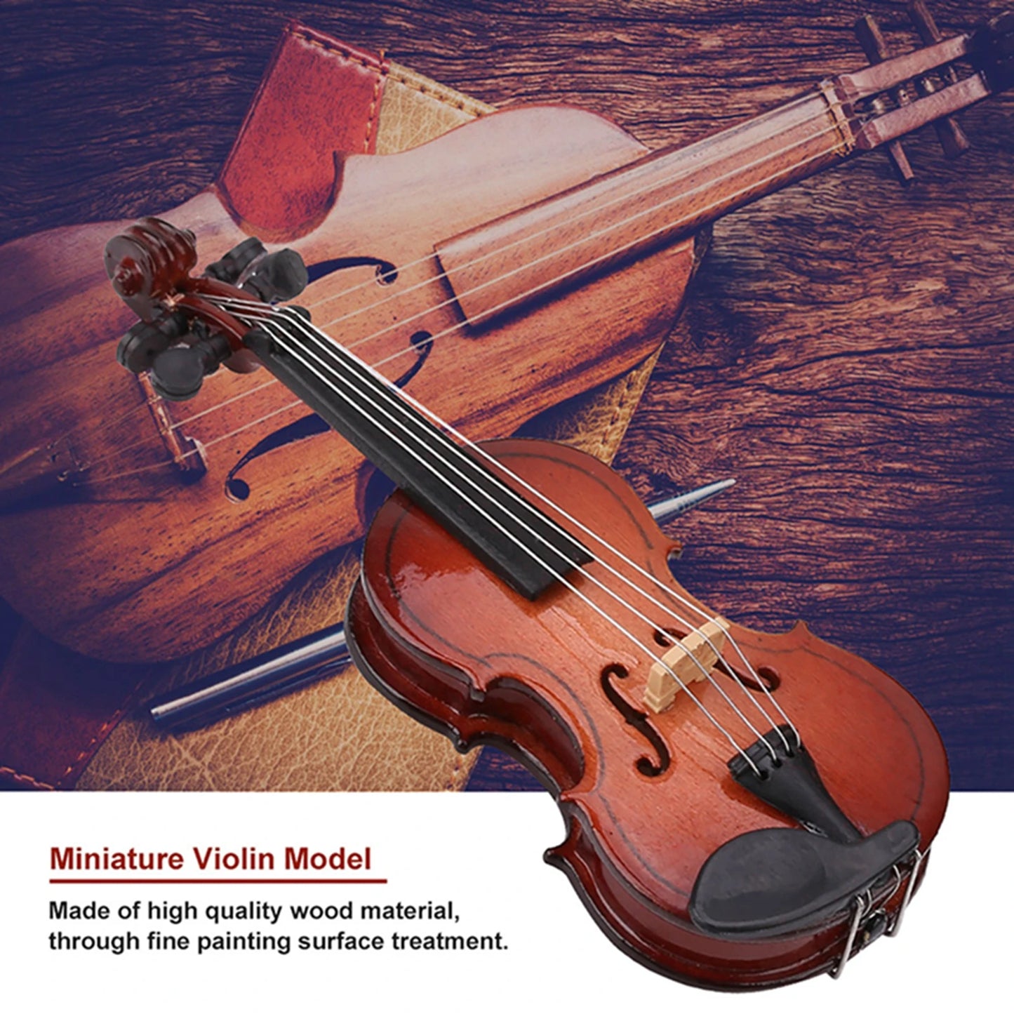 Wooden Musical Instruments Collection Decorative Ornaments Hot Mini Violin With Support Miniature Model Decoration