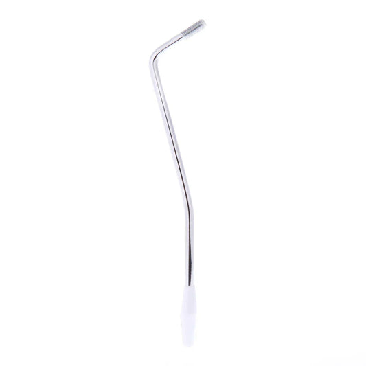 Silver-colored metal guitar tuning peg with white plastic base and threaded end for durable metal whammy bar music use