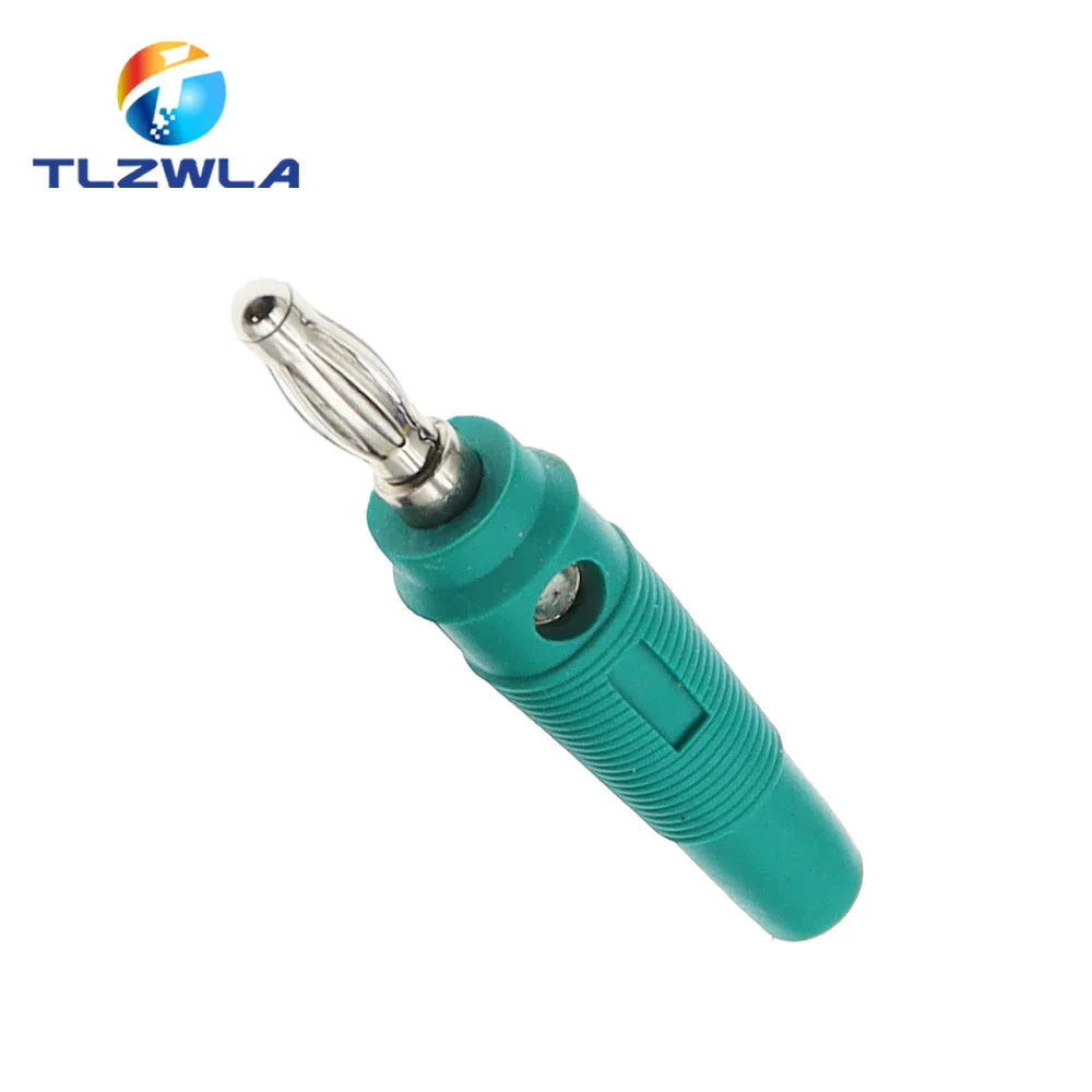 Teal 5pcs 4mm banana plugs connector solderless with metallic threaded pin for musical speaker stackable cables