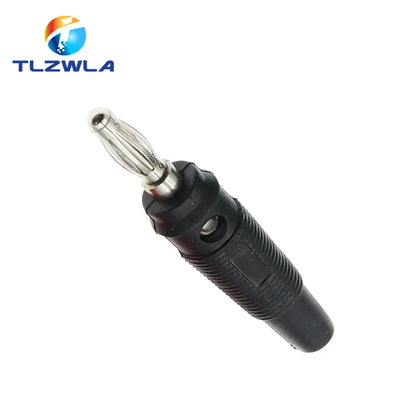 Black plastic 5pcs 4mm banana plugs connector solderless with silver pin for musical speaker stackable cable wire