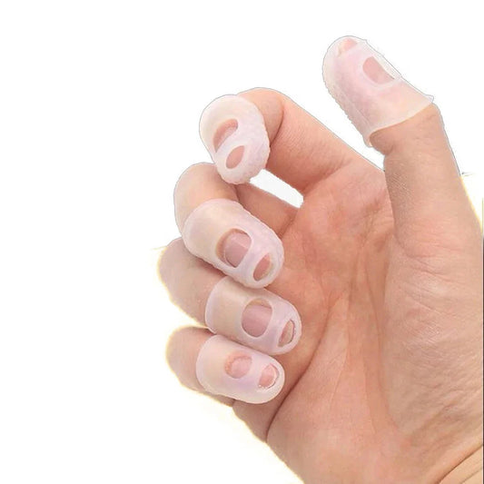 Transparent silicone 5pcs finger cover with nail cutouts for ukulele electric acoustic play pain gloves use