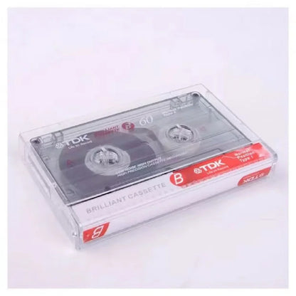 Clear plastic tdk brilliant standard cassette blank tape with red and white labeling high qulity standard magnetic audio tape