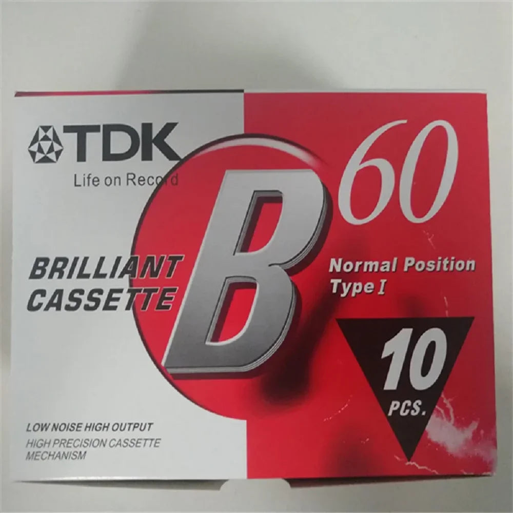 Tdk brilliant 60-minute high qulity standard cassette blank tape in red and white box of ten magnetic audio tapes