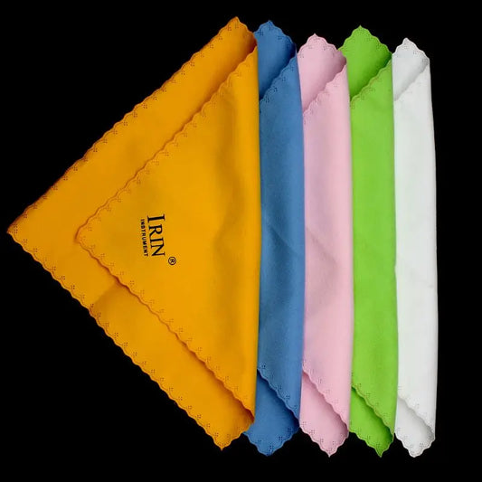 Set of 5pcs microfiber cleaning cloths in yellow blue pink green and white for musical instrument guitar violin piano clarinet cleaning