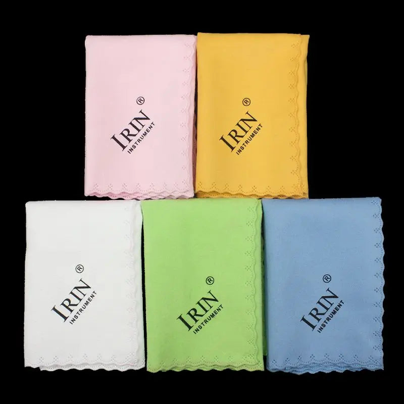 Set of 5pcs microfiber cleaning cloths in pastel colors with scalloped edges for musical instrument guitar violin piano clarinet