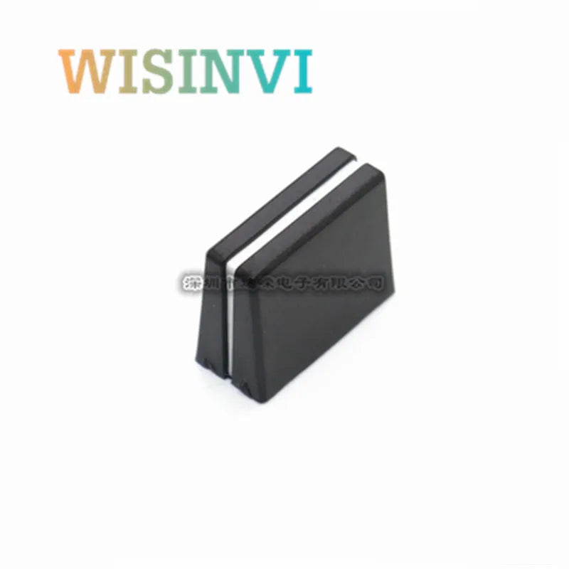 Black plastic magnetic door stop with a white stripe for mixer disc player and equalizer pusher cap use