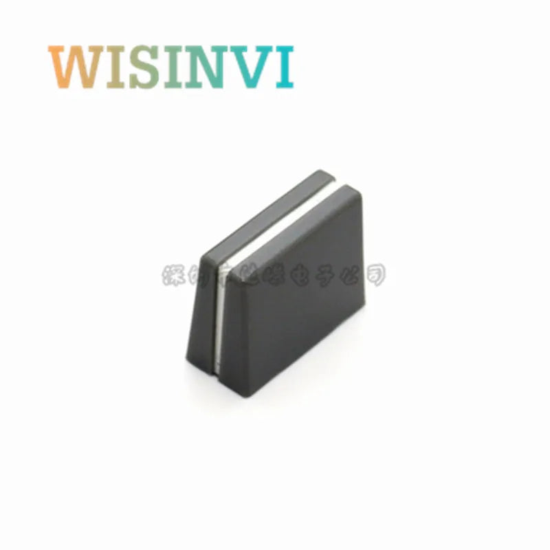 Black rectangular plastic equalizer pusher cap with silver metallic strip for pioneer djm700 mixer disc player