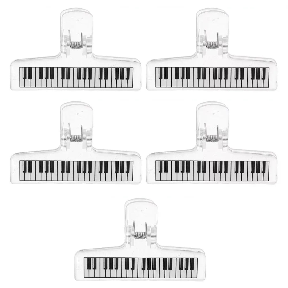 Clear plastic acrylic music stand sheet music clips with piano pattern strong grip for organizing test papers