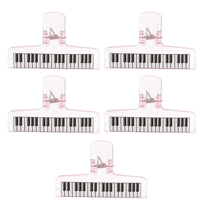5pcs transparent acrylic sheet music clip with piano pattern strong grip for music stand and test paper organization