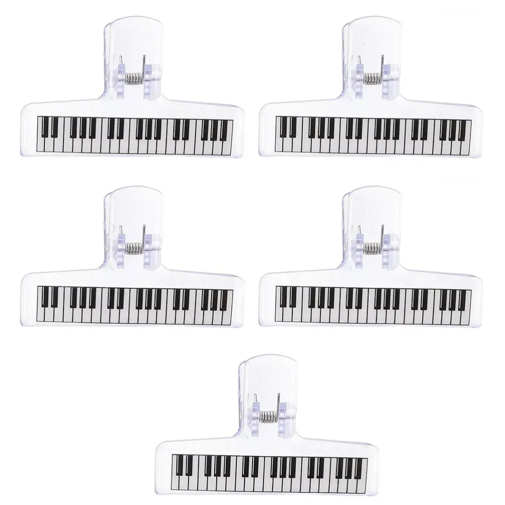 Clear plastic sheet music clip with piano pattern strong grip design for acrylic music stand and organizer use