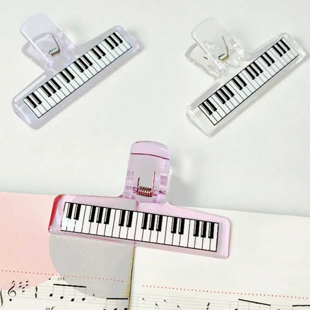 Pink acrylic music stand sheet music clip with piano pattern strong grip for organizing test papers and sheets