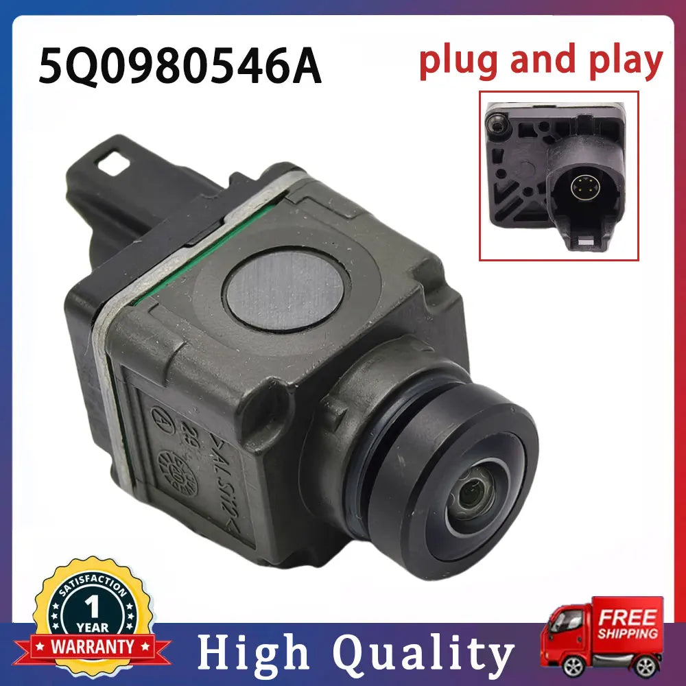 Black plastic 5q0980546a surround camera sensor with cylindrical connector for panamera vw atlas vehicles back side view