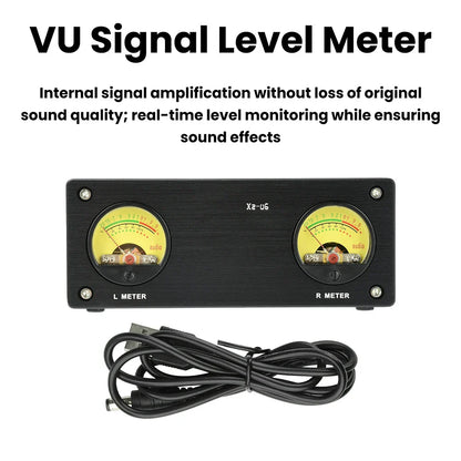 Black rectangular 5v high precision dedicated vu meter with dual yellow analog l and r meters for professional studio music support wired audio