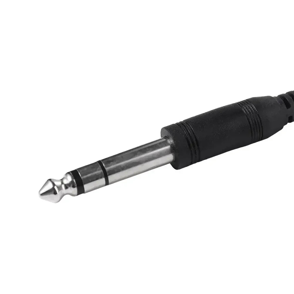 Black and silver 6.35mm earphone headphone wired plug with textured grip for electric piano earphone and wire electric guitar use
