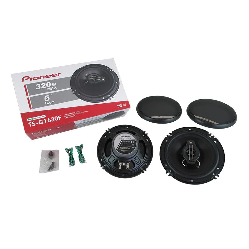 Black pioneer ts-g1630f 6.5 inch 3way universal car speakers with metallic accents for range frequency hifi auto music stereo
