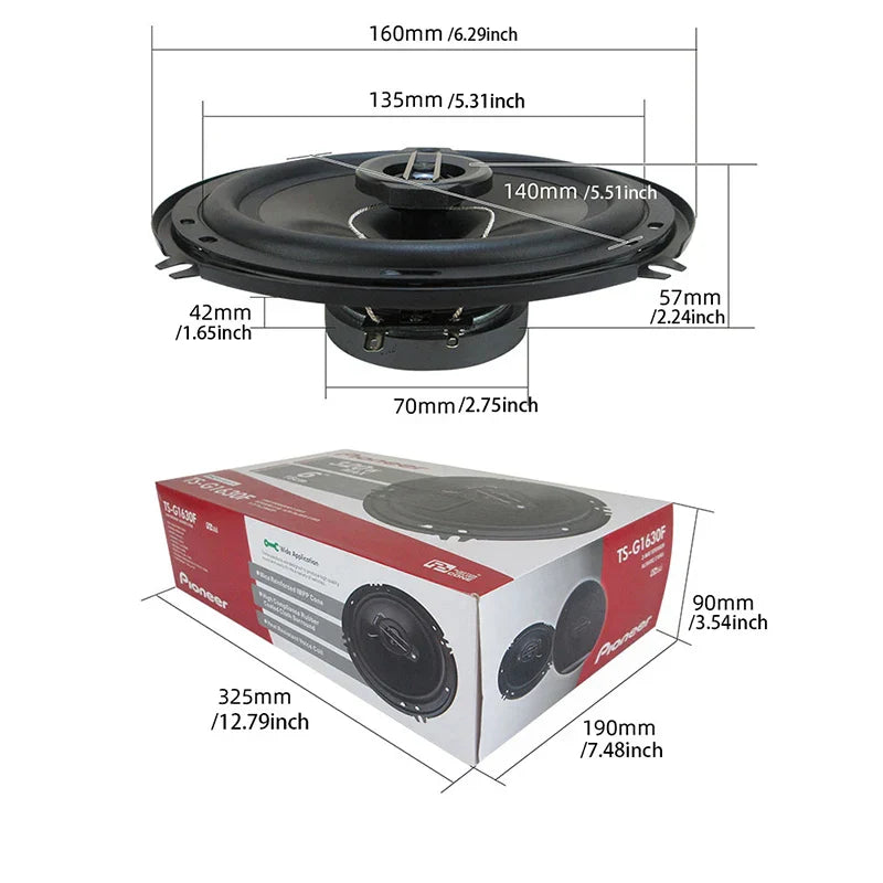 Black pioneer ts-g1450f 6 inch 3way universal car coaxial speaker with range frequency hifi for auto music stereo