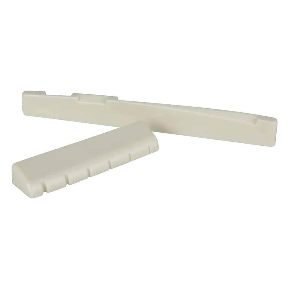 Cream-colored smooth plastic guitar bridge saddle and nut bridge musical instrument replacement for 6 string acoustic guitar