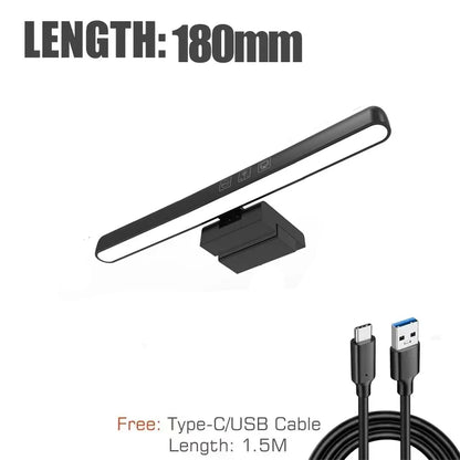 Black 60cm rgb led monitor light bar with sleek slim design and integrated usb-c usb-a cable for hanging light dimming