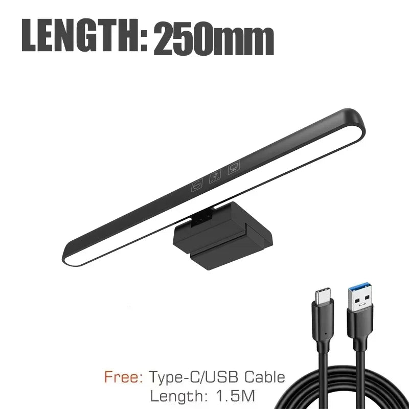Black 60cm rgb led monitor light bar with sleek design and integrated control buttons for hanging light dimming