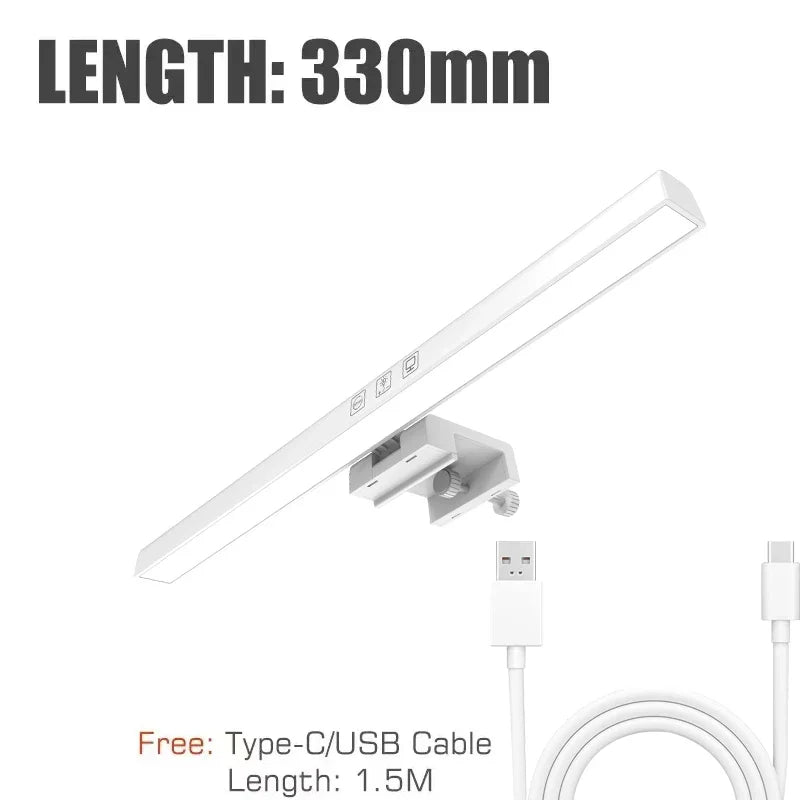 White rectangular 60cm rgb led monitor light bar with sleek design and adjustable hanging light dimming bracket